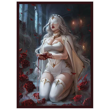 Fantasy North - Isabel - Blood-Shrine Maiden - 100 Textured Matte TCG Card Sleeves - Fits Magic MTG Commander Pokemon and Other Card Games - Playing