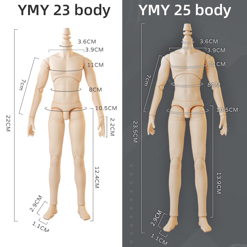 XiDonDon YMY23 YMY25 Male Body for Jointed SD BJD Doll ob22,ob24 GSC Replacement Body Dolls Accessories (25 Suntan)