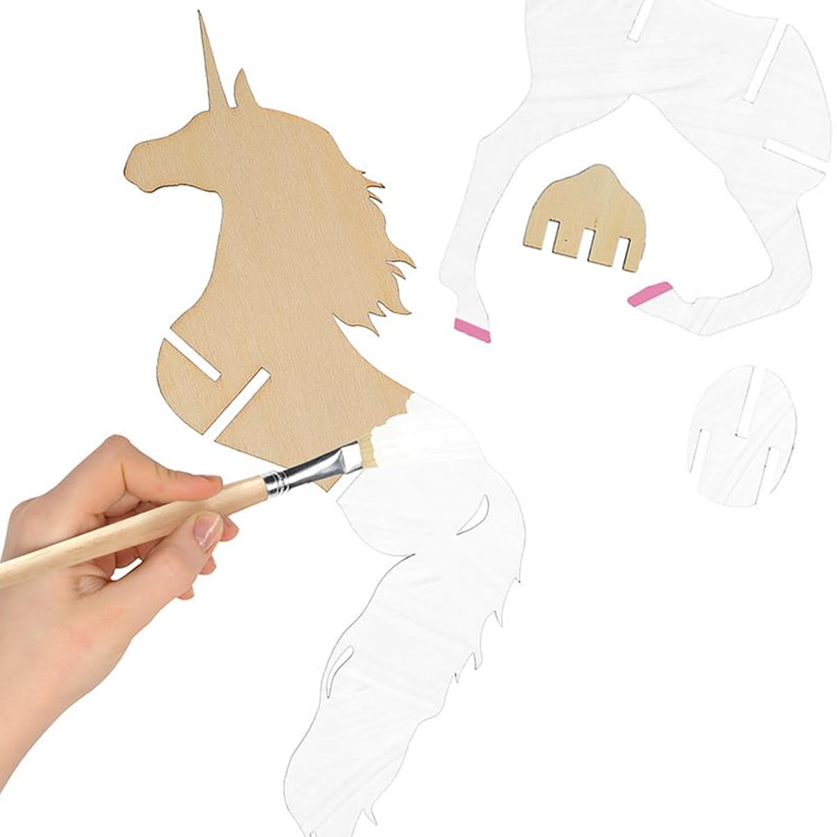 LEISURE ARTS - 3D Puzzle, 14 Piece Kit, Wood Build It Unicorn, Wood Building Kits, DIY Projects, Wooden 3D Puzzles, Kits for All Ages, Building Kits