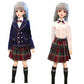 niannyyhouse 1/3 1/4 BJD Dolls Clothes Coat Shirt Plaid Pleated Skirt Socks European Dark Blue School Uniform Blazer Outfit Ball Jointed Dolls