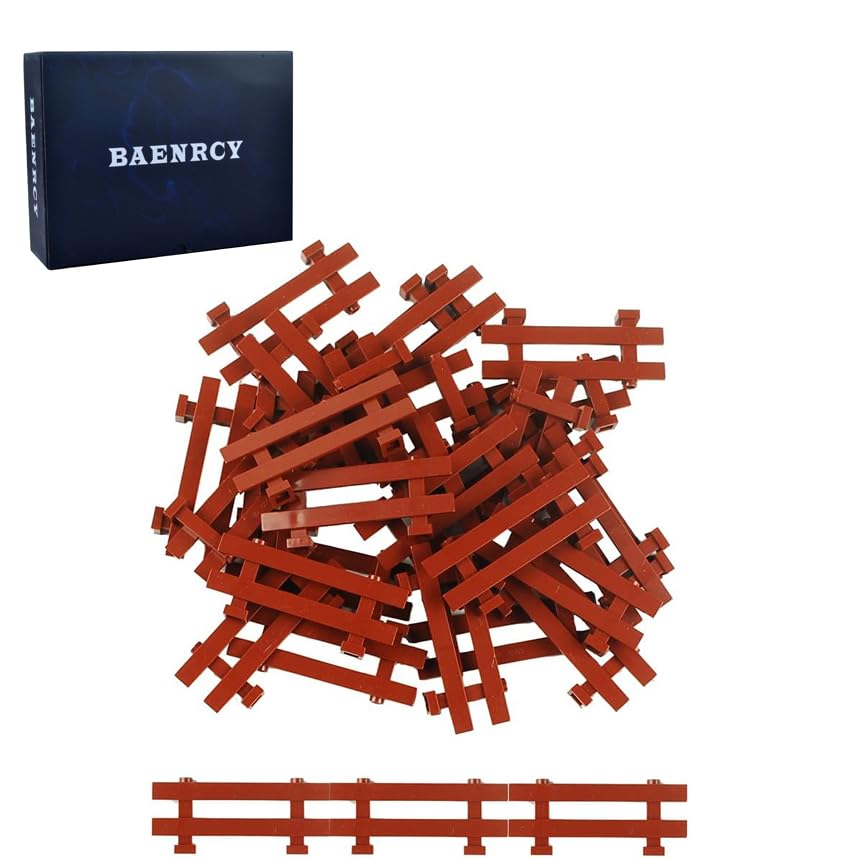 BAENRCY 50pcs Fence Building Blocks Pieces City Accessorices House Sencery Accessories House Fence Set Building Bricks Kit DIY Building Set Compatible