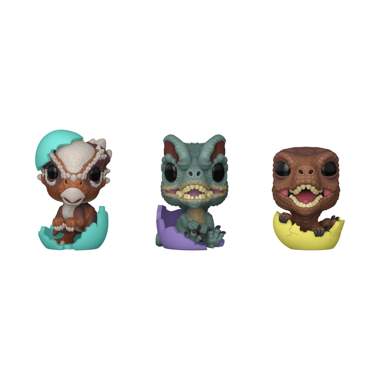 Funko Pop! Pocket Egg: Jurassic Park Spring - Baby Raptor, Dilophosaurus, and Stygimoloch - Collectable Vinyl Figure - Gift Idea - Official