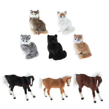 menolana Simulation Faux Fur Animal Model Toy Figures Home Decor - Light Brown Horse