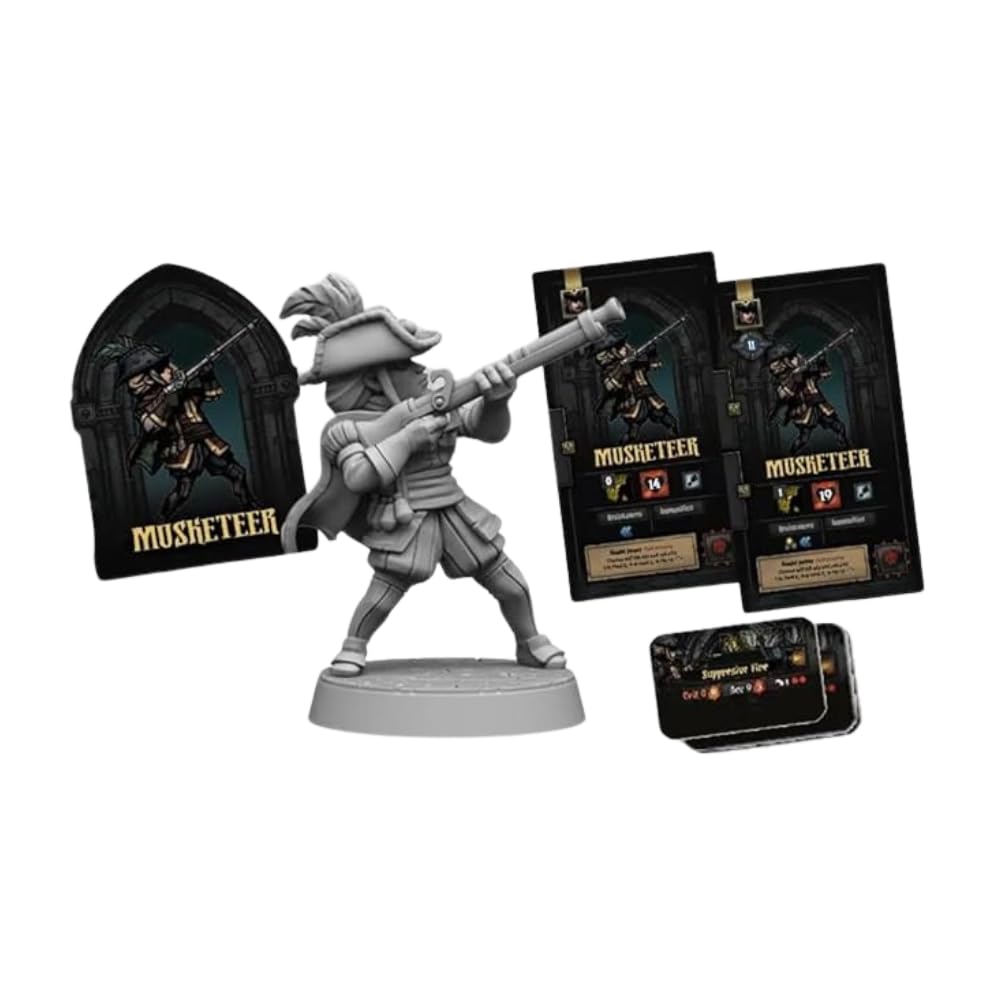 Mythic Games Darkest Dungeon Board Game Accessories Bundle: 2 Musketeer Box (1 Painted and 1 Unpainted), 2 Sets of Heroic Protection from Darkness