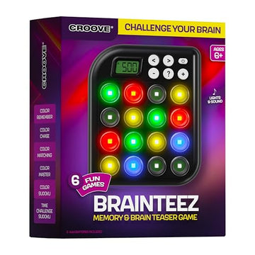 Croove Brain Teasers & Memory Game, 6 Fun Games for Kids, Cool Stocking Stuffers Toys, Best Activities for Boy, Gift Ideas for Boys & Girls Ages 6-8 9