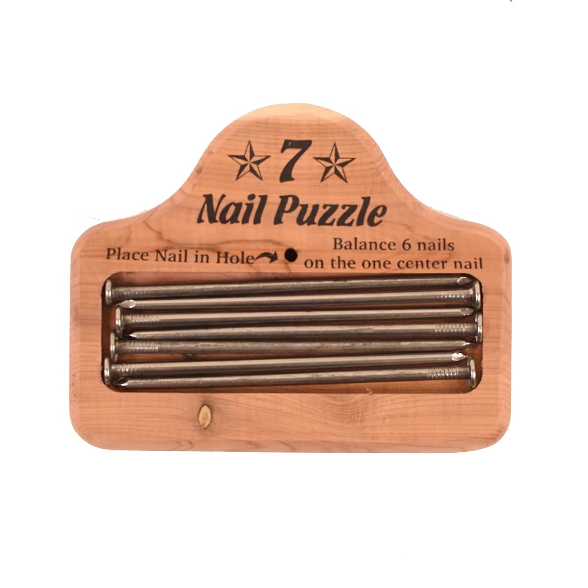 7 Nail Balance Puzzle Wood Block Game Pocket Brain Teaser IQ llusion Magic Trick Toy
