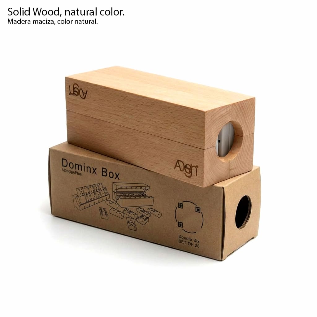 Unique Design | Dominos Set & 4 Wooden Racks/Trays | Double 6 Dominoes Portable Travel Set | Double Six Dominoes Set 4 Tiles Holders | 28 Tiles