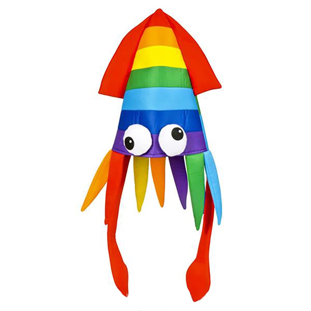 The Dreidel Company Rainbow Squid Hat, Party Accessory, Party Favor, Outfit Accessories Party Supply, Hilarious hat features giant bulging eyes