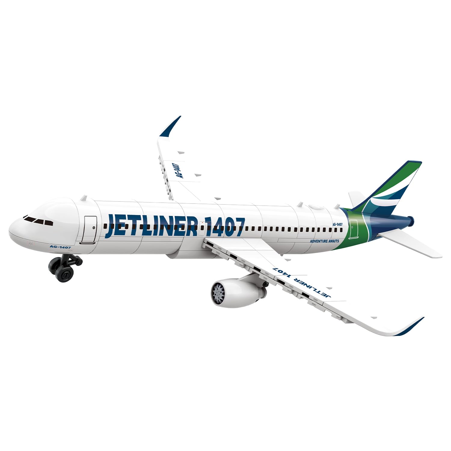 Apostrophe Games Commercial Jetliner Building Block Set - 133 Pcs, Ages 10+ Airplane Model Toy