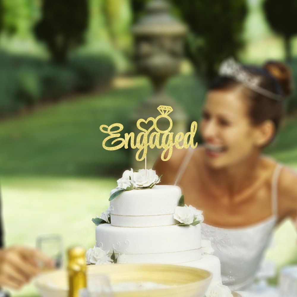 Auteby Engaged Cake Topper - Engagement Wedding Party Decorations