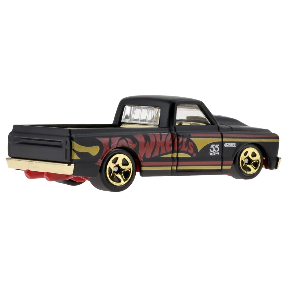 Hot Wheels Die-Cast Collectible Vehicle - 55th Anniversary Black and Gold Edition ~ Inspired by '67 Chevy C10 Pickup ~ 1/6