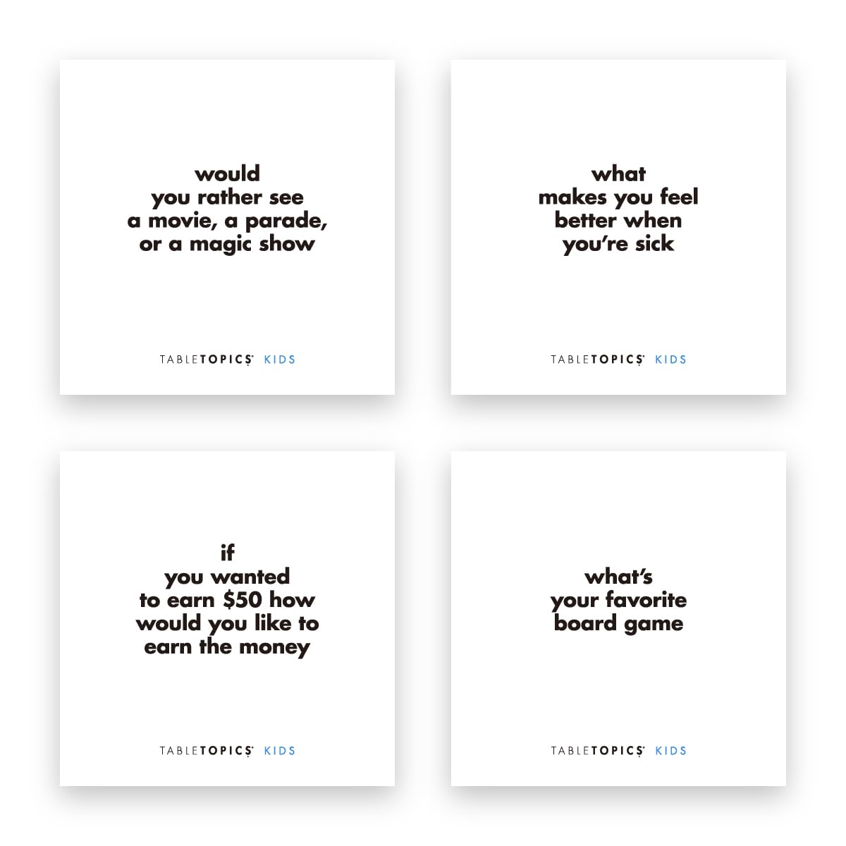 TableTopics Kids "To Go" Question Game with Conversation Cards for Kids - 40 Conversation Starters for Families to Play at the Dinner Table, Family