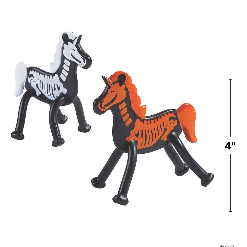 Fun Express Halloween Bendable Skeleton Unicorns - Flexible Halloween-Themed Character Toys Trick-or-Treating Party Favors Gifts Seasonal Decor - Fun