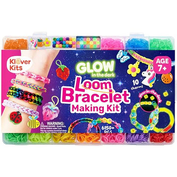 JOVA Klever Kits Rubber Band Bracelet Kit, Glow in The Dark Loom Bracelet Making Kit, 6000+ PCS DIY Set, Crafts for Girls Age 7+
