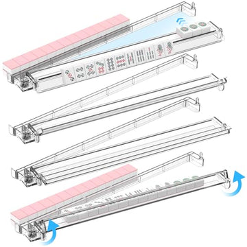 RESOVO Mahjong Racks with Pushers 4 Pack, Flip to Win-Latest Upgraded Feature, Acrylic Crystal Clear Mah Jongg Tiles Stand Holder Tray, Table Game