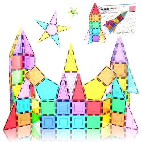 PicassoTiles Magnetic Building Block Rocket Booster Theme Set Magnet Construction Toy Educational Kit Engineering STEM Learning Playset Child Brain