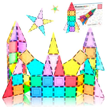 PicassoTiles Magnetic Building Block Rocket Booster Theme Set Magnet Construction Toy Educational Kit Engineering STEM Learning Playset Child Brain