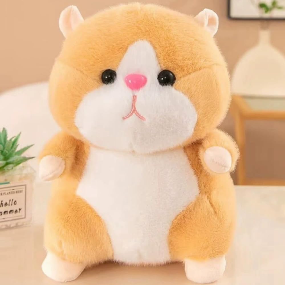 Xshelley 9 Inch Cuddly Hamster Plushie Toy, Stuffed Animal Plush Birthday Xmas Gift for Kids (Light Brown)