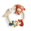 Itzy Ritzy Silicone Teether with Rattle - Rattle Teether Features Rattle Sound, Three Silicone Teething Rings and Raised Texture to Soothe Gums - Ages
