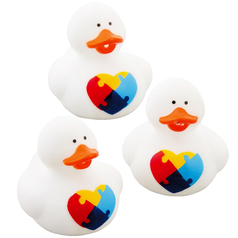 Fun Express - Autism Awareness Rubber Duckies - Toys - Character Toys - Rubber Duckies - 12 Pieces