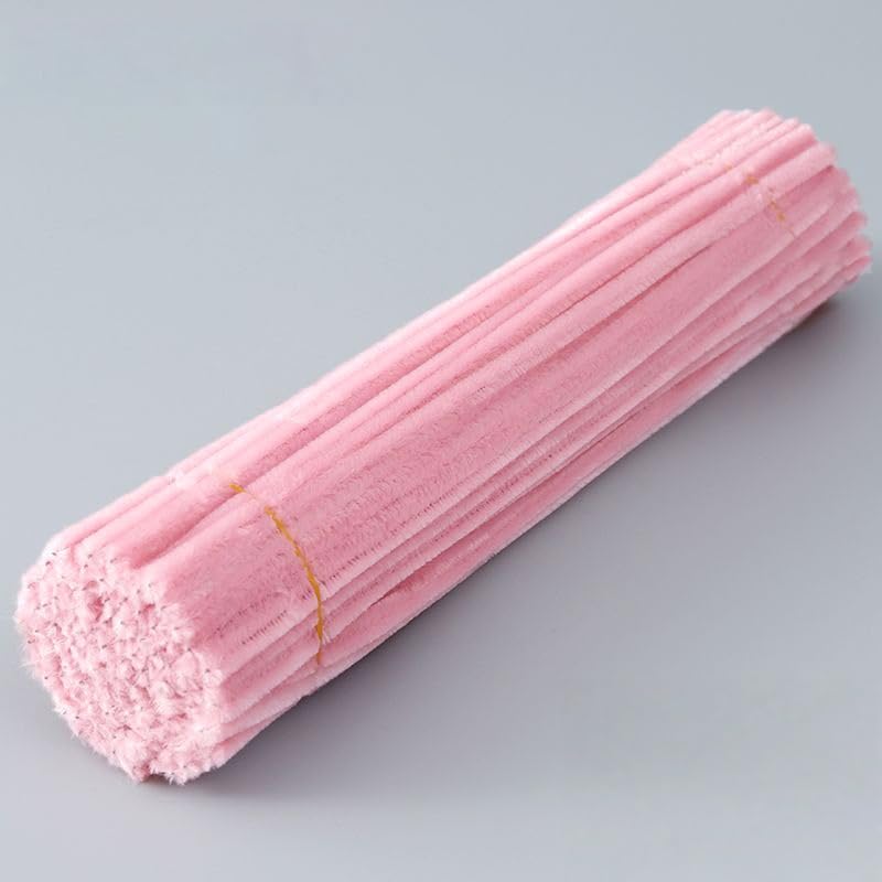100 Pieces Pink Pipe Cleaners Chenille Stem Bulk, Thick Chenille Stems for Art and Craft Projects Creative DIY Decorations,Christmas Ornaments (Pink)