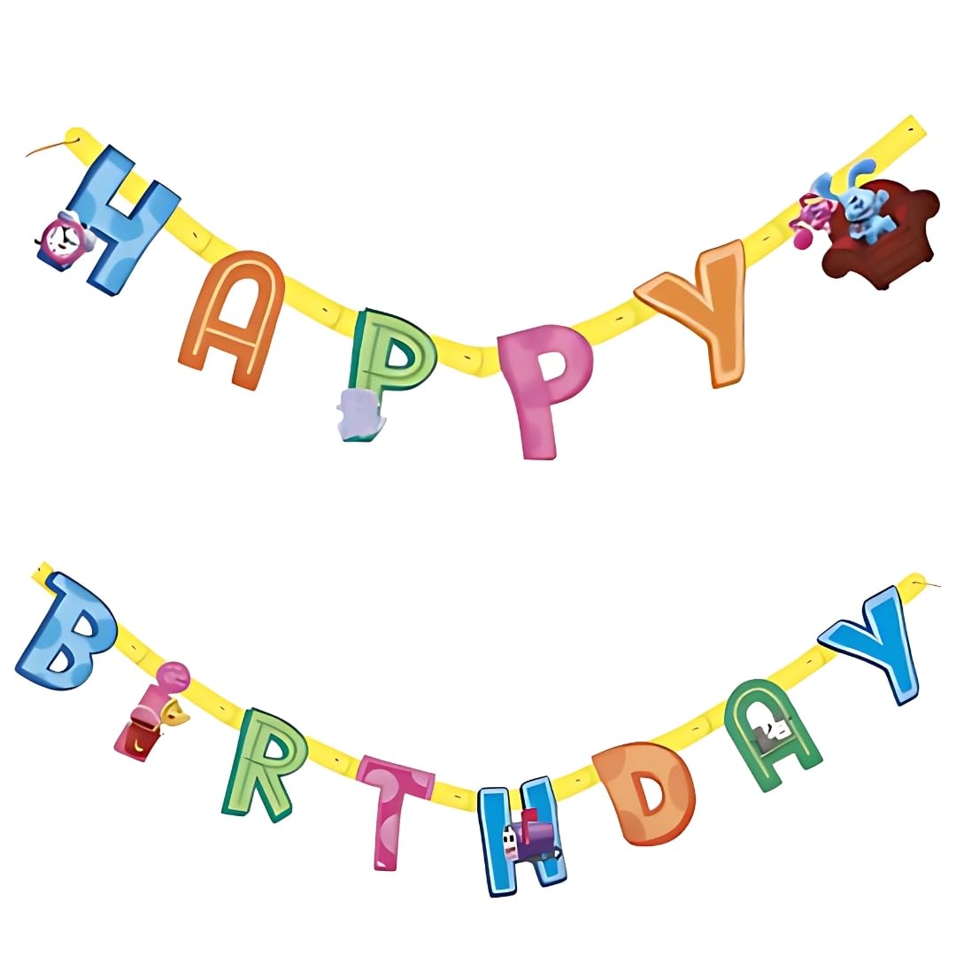 Unique Vibrant Blue's Clues Large Jointed "Happy Birthday" Banner - Perfect for Kids' Birthdays, Themed Events & Milestones