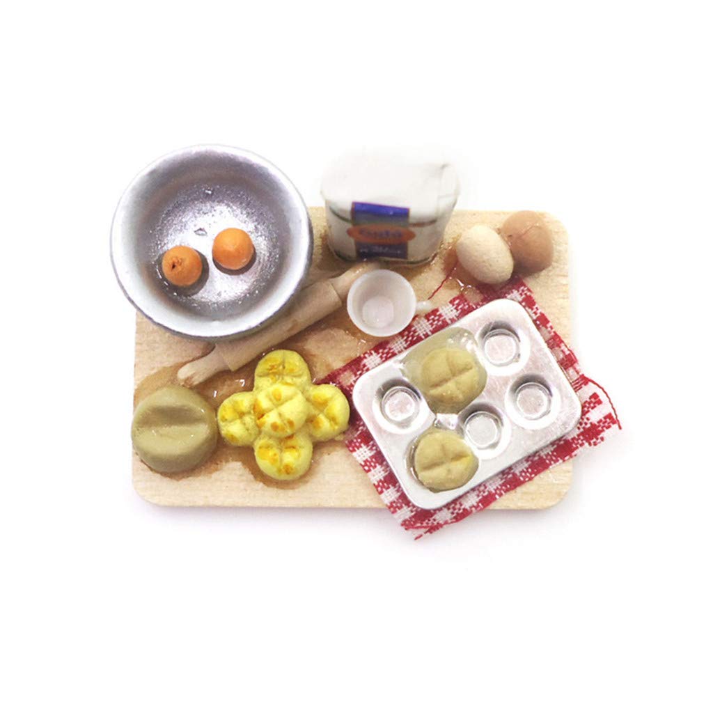 SXFSE Dollhouse Decoration Accessories, Miniature 1:12 Dollhouse Cute Mini Bread Dish