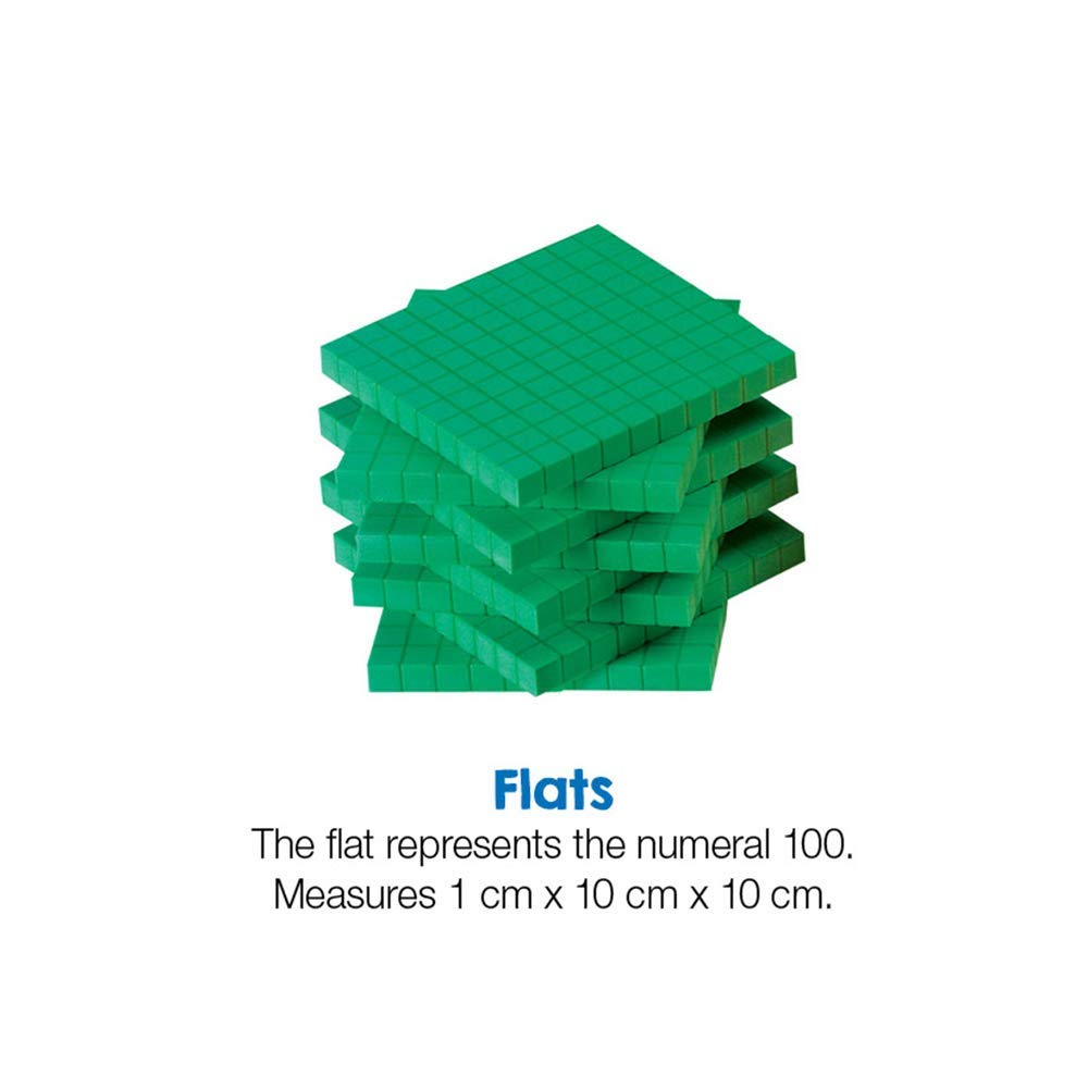 hand2mind Green Foam Base Ten Blocks, Flats Set, Place Value Blocks, Counting Cubes for Kids Math, Base 10 Math Manipulatives for Kids, Kindergarten