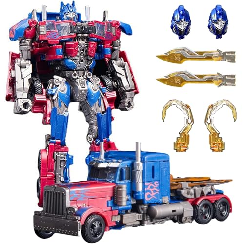 QCCX Car Robot Toys, Deformation Toy Cars, Action Figure with Two Extra Interchangeable Head - Part of Alloy