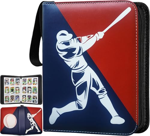 Baseball Card Binder 900 Pockets with 50 Protective Sleeves, Large Baseball Binder 9 Pocket, Premium Trading Cards Holder 3 Ring Zipper, Sport