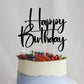 Happy Birthday Cake Topper,black Glitter Cake Pick Bunting Decor for Anniversary Birthday Party Cake Decorations Supplies