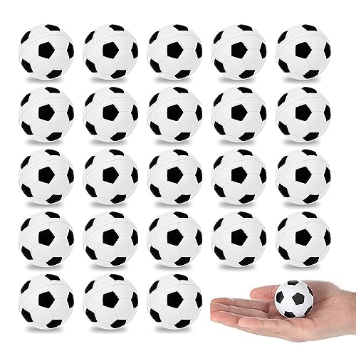 Fulanfudi 24 PCS Soccer Cupcake Toppers Foam Mini Soccer Stress Ball Soccer Ball Cupcake Picks Football Theme Cake Topper for Kids Stress Relief