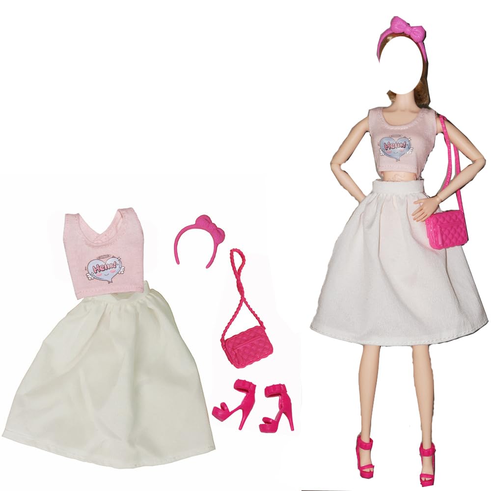 Doll Clothes, 5 Sets Outfits Winter Dresses Pants Windbreaker Hat for 11.5 inch Dolls Accessories Random Style (G)
