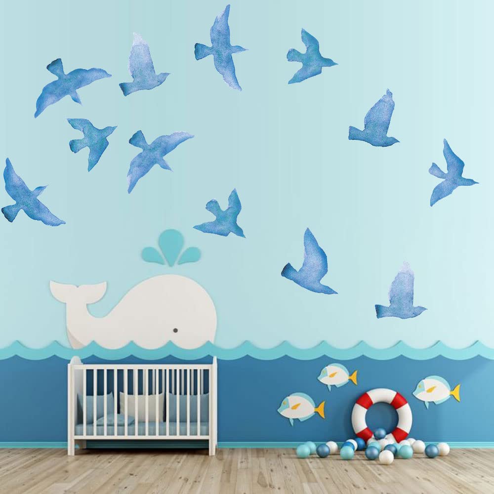 Blue Seagull Anti Bird Collision Glass Stickers Set