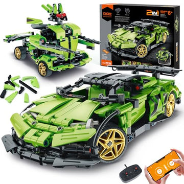 IQKidz STEM Building Blocks Kit for Kids - 2 in 1 Remote Control Race Car and Robot Toy, Great Gift for Boys, Teens Age 6 7 8-12+ Year Old Who Love