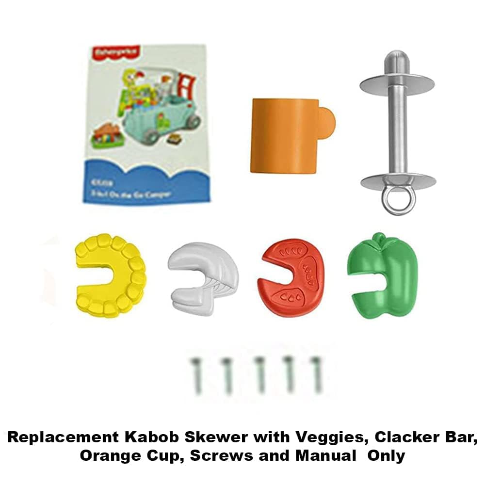 Replacement Parts for Fisher-Price Laugh & Learn 3-in-1 On The Go Camper - GTJ59 ~ Replacement Kabob Skewer with Veggies, Clacker Bar, Orange Cup