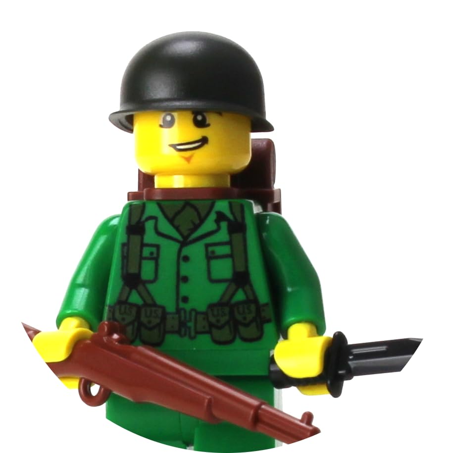 Battle Brick 1.6 Inches Tall US Army WW2 Rifleman Soldier Collectible Custom Minifigure | Printed in the USA | Genuine Military Minifig| Great Gift