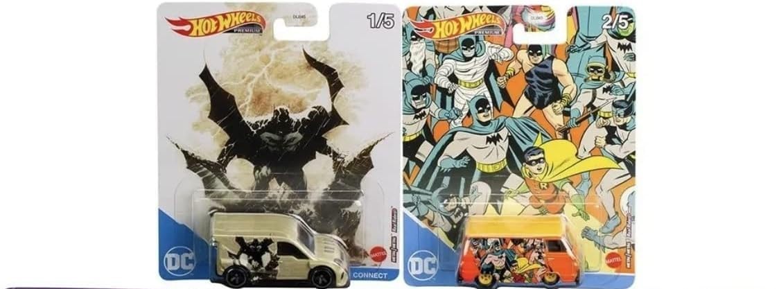 Hot Wheels Premium Pop Culture DC Batman Comics Complete 5?Car Set - 1:64 Die?Cast, DLB45-946P, Ages 3+