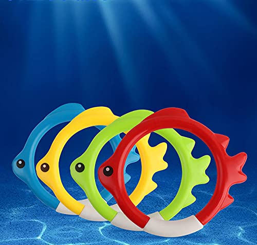 Carykon 8 Pieces of 4 Colors Diving Fish Ring Swimming Pool Toy Diving Retrieve Diving Training Practice Sea Fish Ring Throwing Game