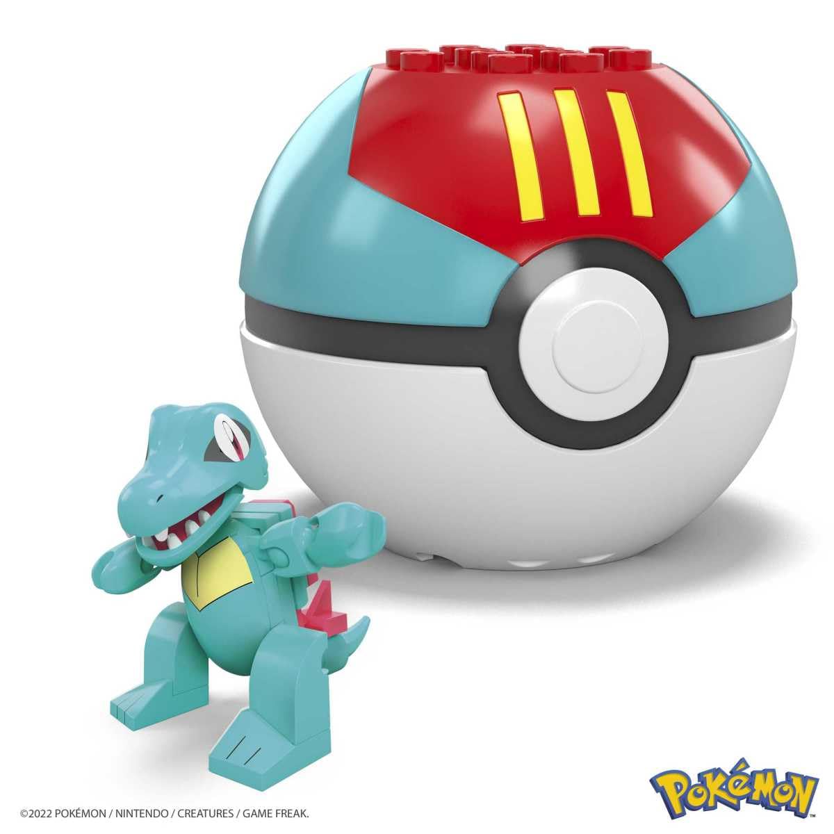 MEGA Pokemon Totodile Building Set with 30 Compatible Bricks and Pieces and Poke Ball, Toy Gift Set for Ages 6 and up