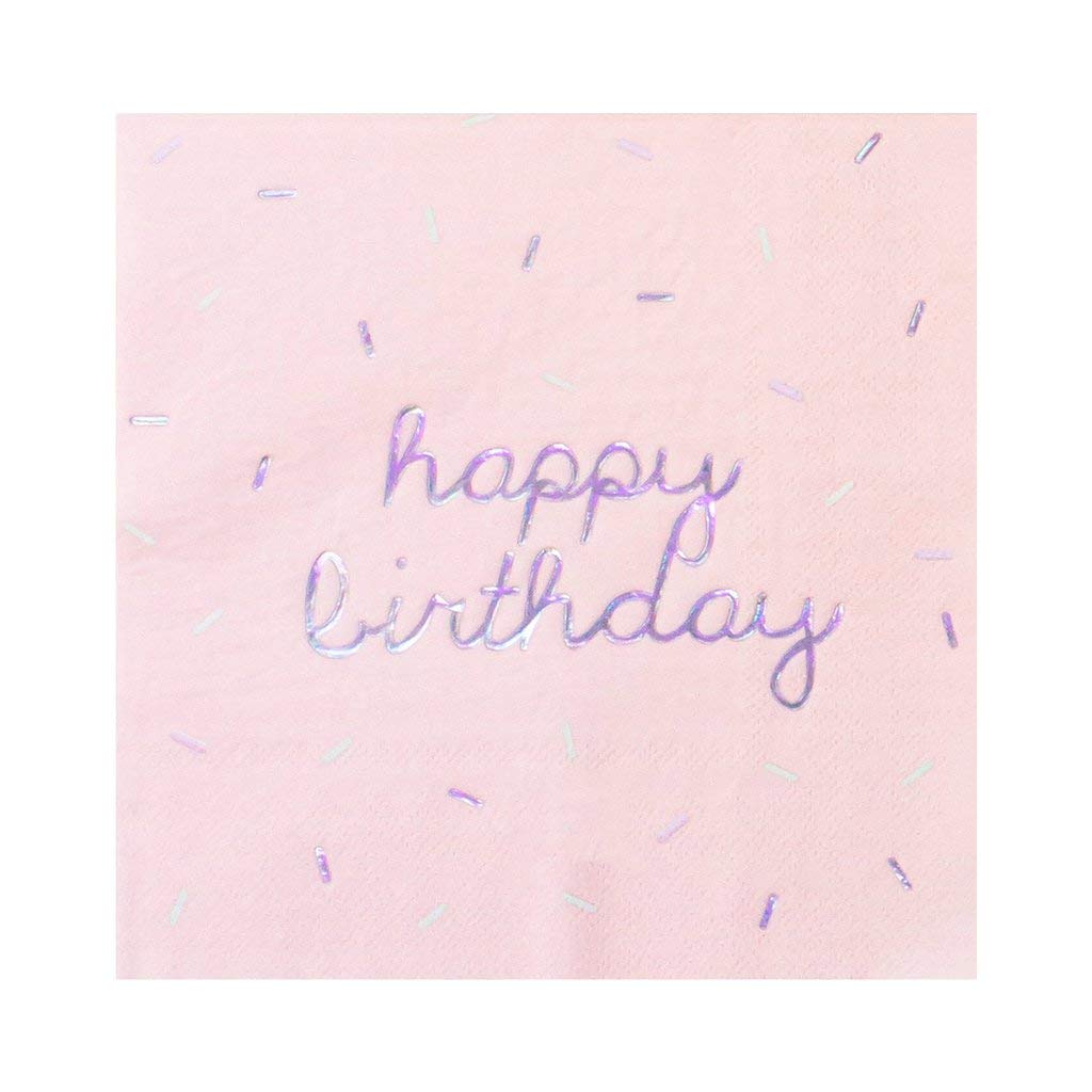Harlow & Grey Sprinkles - Happy Birthday Napkins, 24 Napkin, Multi-Color Pack, Birthday, Kids Party, Baby’s Birthday - Disposable Paper Napkins