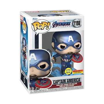 Funko POP! Marvel Avengers Endgame Captain America with Broken Shield & Mjolnir (Glow in the Dark & Metallic), Exclusive