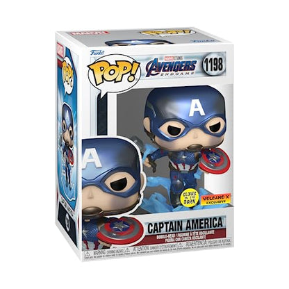 Funko POP! Marvel Avengers Endgame Captain America with Broken Shield & Mjolnir (Glow in the Dark & Metallic), Exclusive