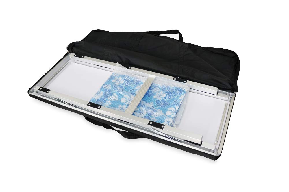 Folding Portable Party Bar w/Patented Multi-Color LED Lights, Prism Graphic, Black Skirt, and Storage Shelf