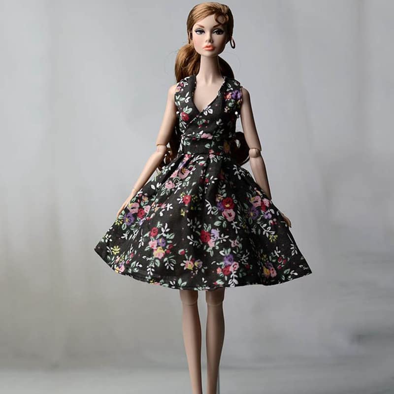 6pcs Fashion Countryside Floral Dress for 11.5" Doll Clothes Party Gown Outfits + 6 Pairs High Heel Shoes 1/6