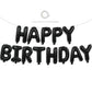TONIFUL Black Happy Birthday Balloons Banner Decoration 16 Inch Mylar Foil Letters Birthday Sign Banner Bunting Reusable for 30th 40th 50th 60th Men