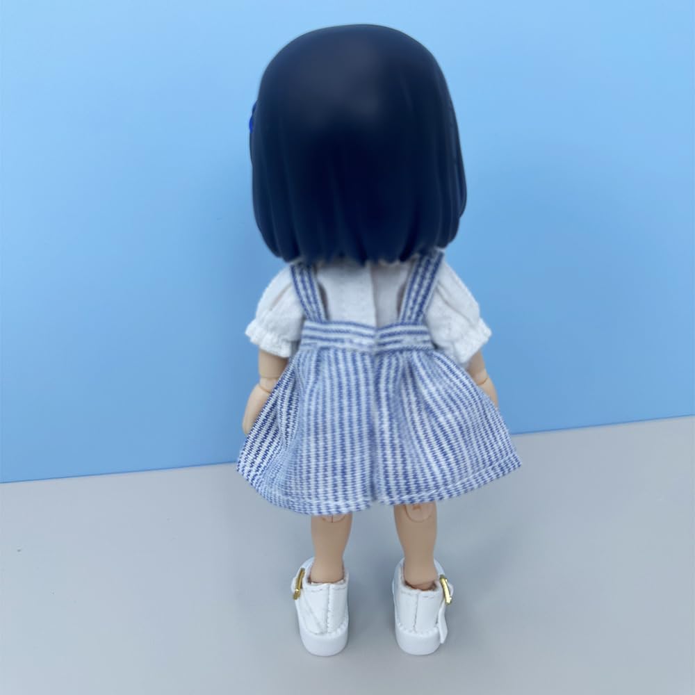 niannyyhouse 1/12 BJD Doll Clothes White Shirt Striped Skirt Shoes Socks OB11 4.3in Action Figures Doll Dressup