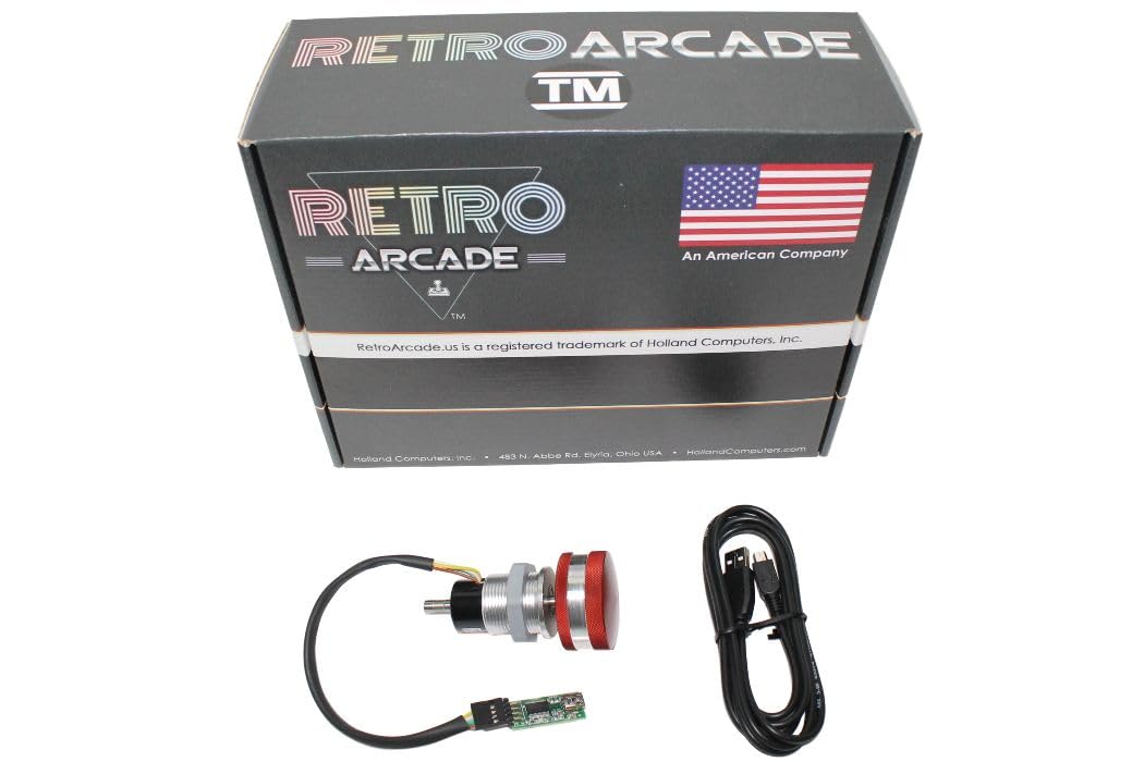SpinTrack Arcade USB Spinner kit by RetroArcade.us, Perfect for MAME Systems (Red)