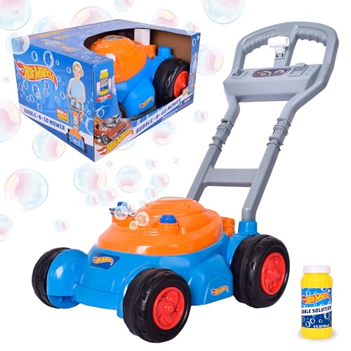 Hot Wheels™ Bubble Lawn Mower for Toddlers, Bubble Blowing Machines, Indoor/Outdoor Gardening Toy, Birthday Gift for Prechool Girls and Boys, No