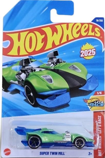Hot Wheels Super Twin Mill [Green & Blue] Let's Race 1/5, 19/250, New for 2025!, 1:64 Scale Diecast Vehicle